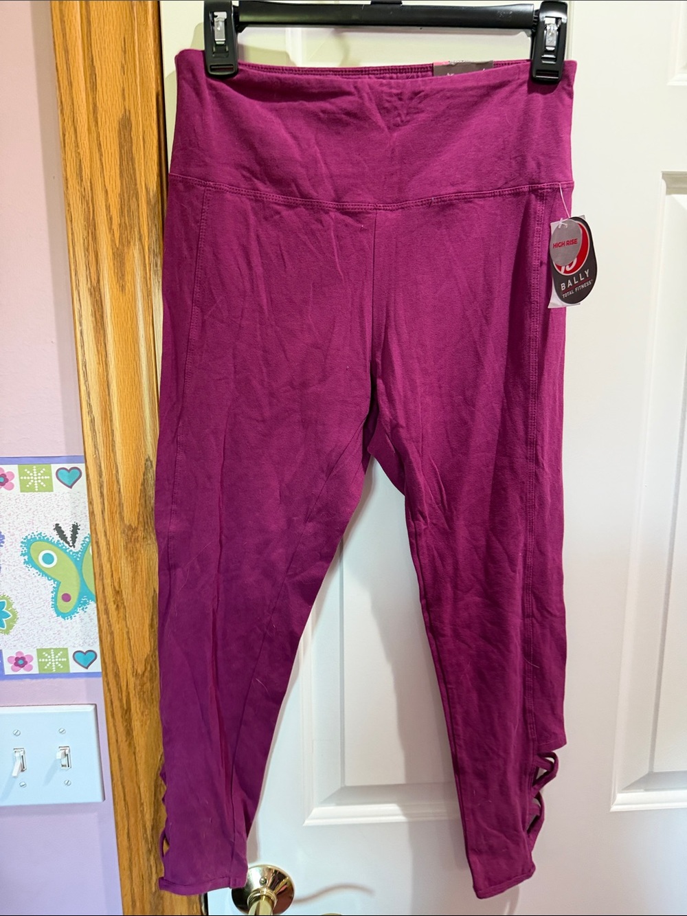 Bally Magenta/Purple Leggings with Side Lattice Detail